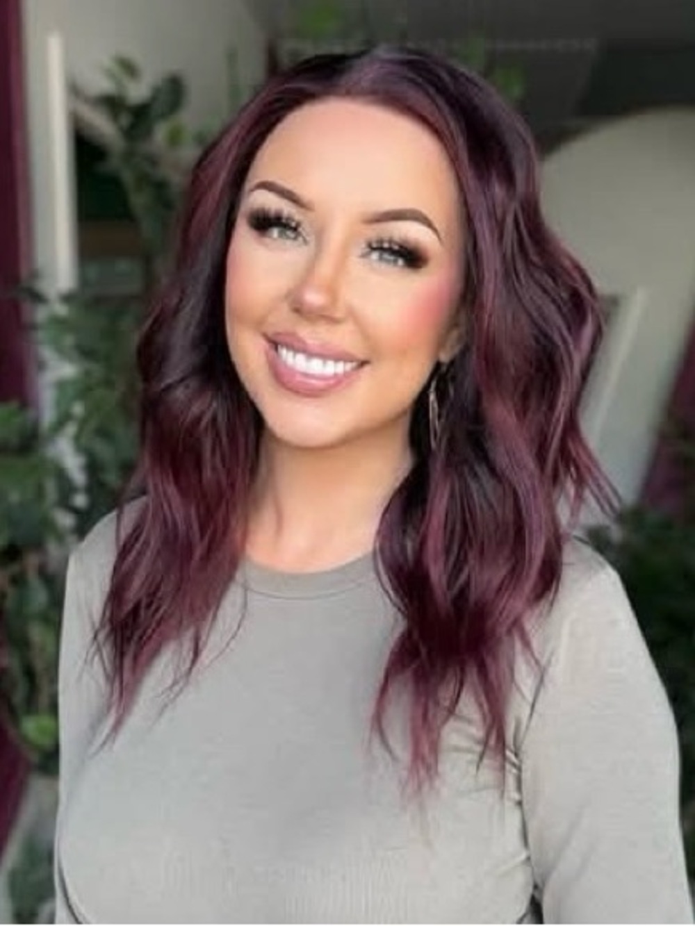 Corrina Crimson Couture Standard Chelsey Smith Crowns Wavy Burgundy Wig